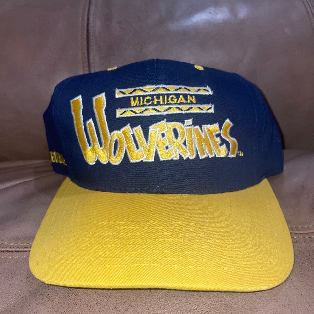 Vintage Michigan Wolverines Script Annco Snapback Hat